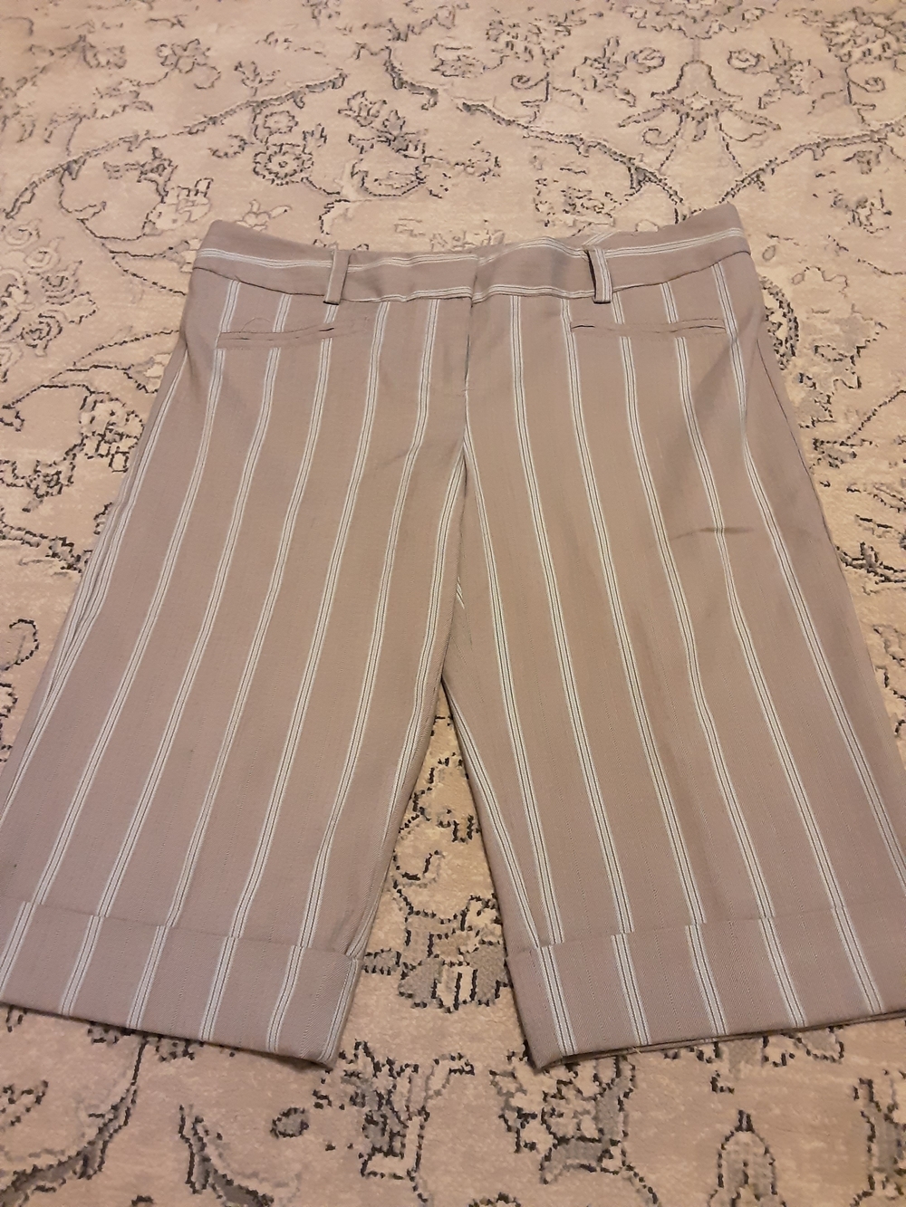 Speechless Beige and White Striped Capris
